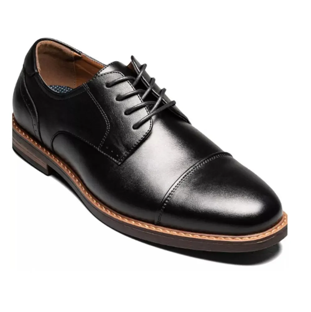Nunn Bush Men's Black Faux leather Royce Cap Toe Oxford Shoes Size 10.5M